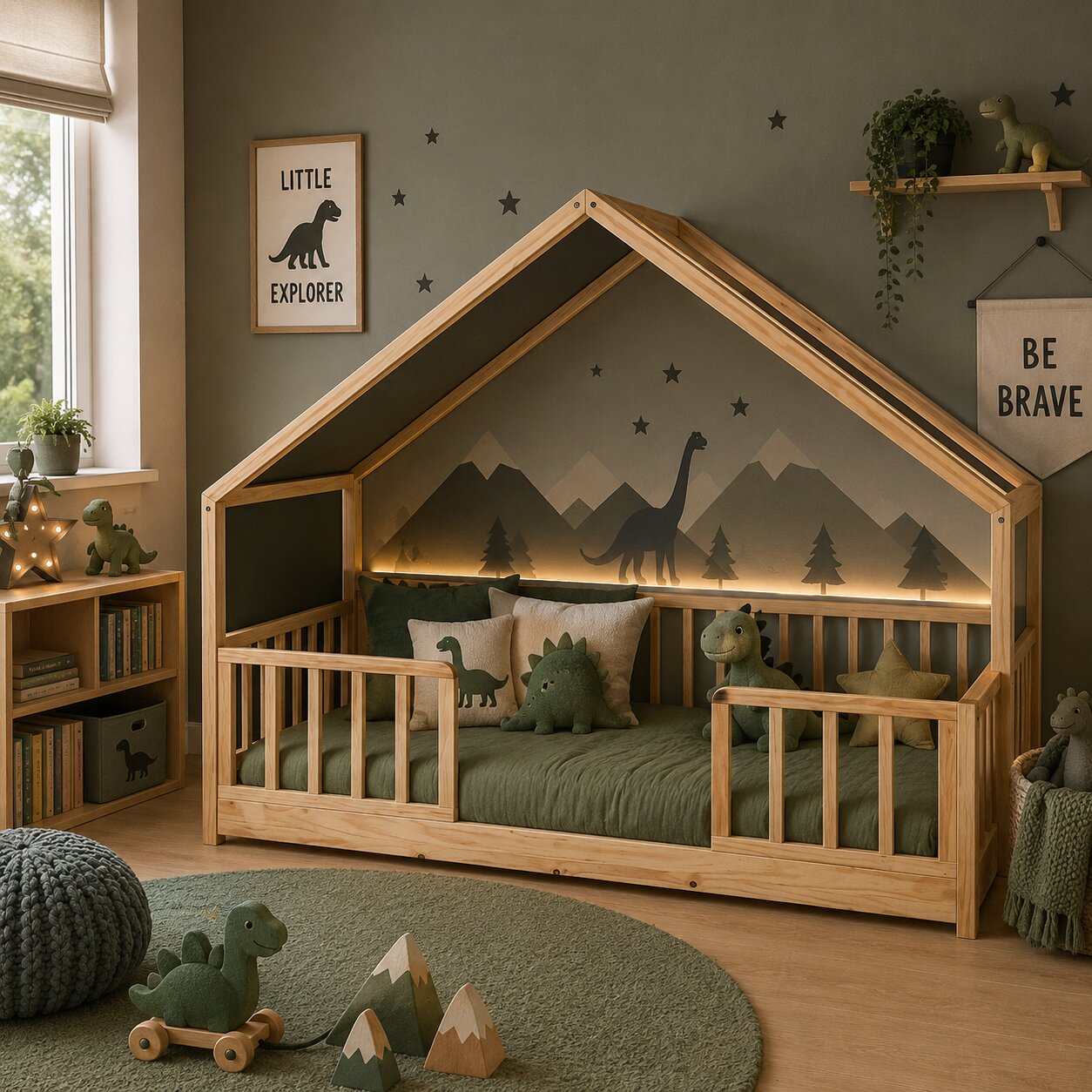 Cama Montessori Tipo Casa con Barandas Matrimonial - Imagen 2