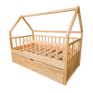 Cama Casita Duplex con Barandas (Cap. 2 Colchones) Individual Color Madera