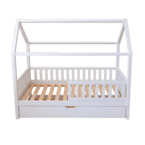 Cama Casita Duplex con Barandas (Cap. 2 Colchones) Individual Color Blanco