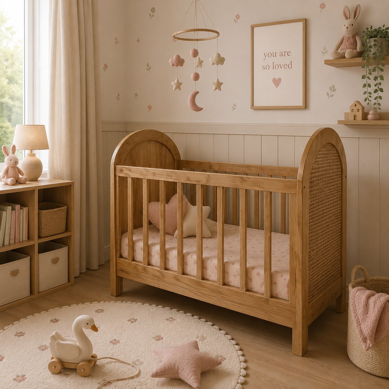 Cuna Color Madera y Malla Raphia - Imagen 2